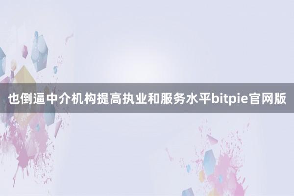 也倒逼中介机构提高执业和服务水平bitpie官网版