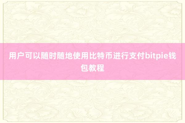 用户可以随时随地使用比特币进行支付bitpie钱包教程