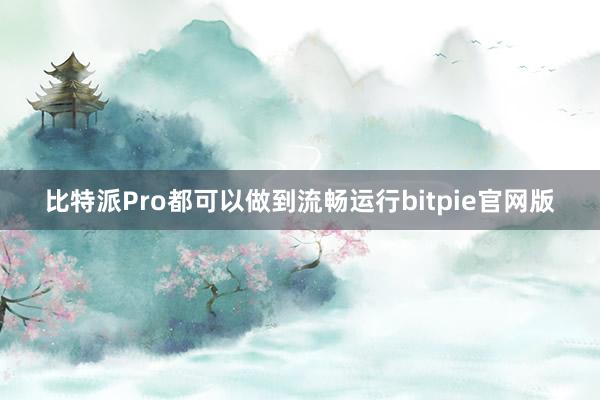 比特派Pro都可以做到流畅运行bitpie官网版