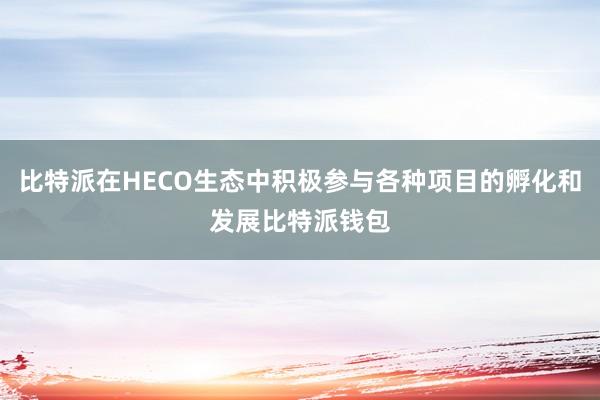 比特派在HECO生态中积极参与各种项目的孵化和发展比特派钱包