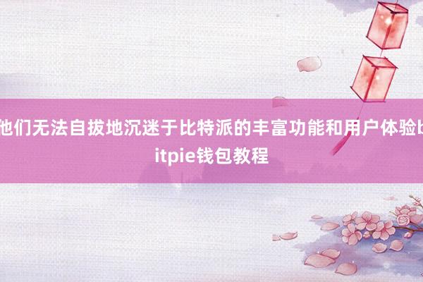 他们无法自拔地沉迷于比特派的丰富功能和用户体验bitpie钱包教程