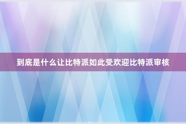 到底是什么让比特派如此受欢迎比特派审核