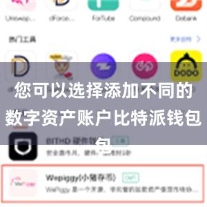 您可以选择添加不同的数字资产账户比特派钱包